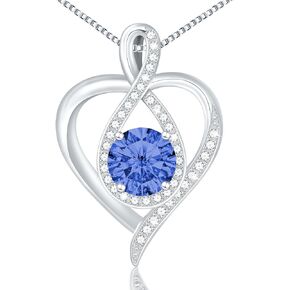 925 Sterling Silver Infinity Necklace - Elegant Heart Pendant Necklace for Women - Birthstone Women's Necklace for Mom, Wife, Girlfriend - Ideal Gift for Birthday, Anniversary, Wedding