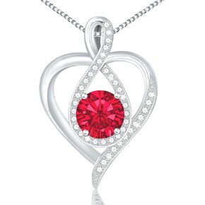 925 Sterling Silver Infinity Necklace - Elegant Heart Pendant Necklace for Women - Birthstone Women's Necklace for Mom, Wife, Girlfriend - Ideal Gift for Birthday, Anniversary, Wedding in Saudi Arabia