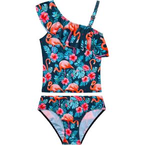 Girls Tankini Swimsuit بدلة السباحة من قطعتين ملونات طفل أطفال شكلك