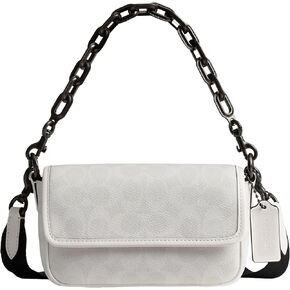 Coach Charter Flap Crossbody 18, White/Black Sig