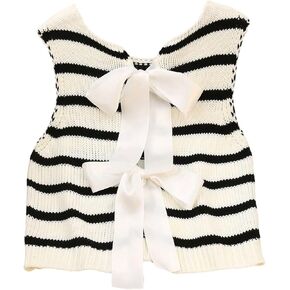 GORGLITTER Women's Bow Tank Tops Cute Backless Sleeveless Knit Crop Tops Trendy Fashion Summer Outfits 2025
