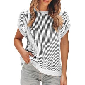 Disamer Summer Tops for Women 2025 Cap Sleeve Sweater Tank Tops Sleeveless Vest Oversized Short Sleeve Shirts
