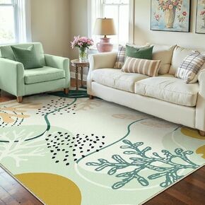 5x7 Pink Washable Area Rugs for Living Room Non Slip Indoor Cute Soft Throw Low Pile Kids Nursery Rug Thin Coral Print Carpet for Office College Dorm Laundry Dining Room Bedroom