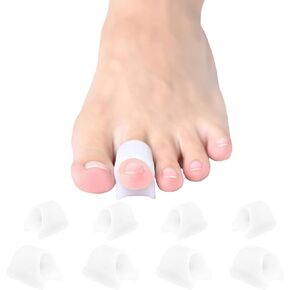 Byehambuni Gel Hammer Toe Straightener - 8 Pack Hammer Toe Corrector - Toe Straighteners for Curled Toes - Elevate Toe-Tip, Soothes Top Corn - Fits for Women and Men - Beige (8Medium Size)