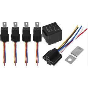 12V 40A مجموعة ترحيل السيارات المضادة للماء ، SPDT 5 دبوس مع تسخير الأسلاك ، الأسلاك النحاسية 12/16 AWG ، 5 عبوات (ترحيل مقاوم للماء) للسيارات ، الدراجات النارية ، والسفن