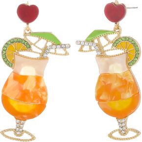 Madison Tyler Cute Dangle أقراط للمرأة | بيان المرح العصري أقراط كوكتيل | حجر الراين الايبوكسي الحجارة | مارتيني ماري ماري موخيتو ليمونادي المجوهرات للمرأة