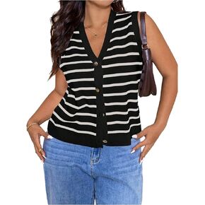 Soly Hux Women's Plus Size Sweater Sweater Vest v Brick Olcyless Button Down Metking Tank Tops