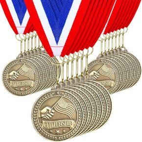 Quelay 30 Pcs 2'' Award Medals Bulk Gold Winner Medals with Neck Ribbons Metal Trophy Award Prize Gift for Tournaments, Competitions, Party, Kids and Adults