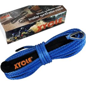 Synthetic Winch Rope,1/4" x 50 Ft Synthetic Winch Line Cable Rope, Breaking Strength for 10000LBs with Black Protecing Sleeve for Off Road Vehicle Jeep ATV UTV SUV（Blue）