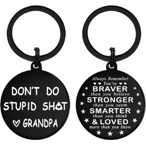 Funny Grandson Granddaughter Christmas Keychain Gift from Grandparents - Grandchild Teenage Boys Girl Valentine Gag Gift