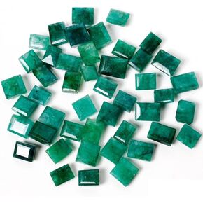 Natural Zambian 200 Cts A+ Green Emerald Gemstones 20 Pcs Faceted Cut Polished Rocks Beads for Earrings Necklace Jewelry Making Supplies Healing Crystals Loose Gemstones