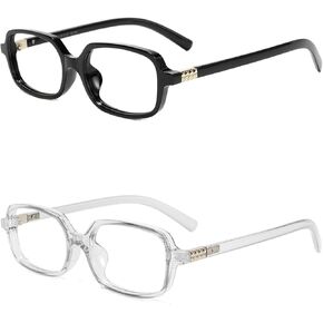 Slocyclub Rectangular Glasses for Women Men Vintage Square Frame Eyeglasses Retro Small Blue Light Blocking Glasses