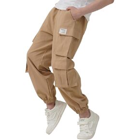 BINPAW Boys Casual Cargo Jogger Pants for Kids 6-14 Years