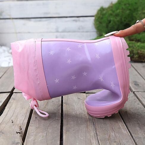 Waterproof Rain Boots for Toddler and Kids - Boys Girls Rubber Rain Boots with Easy on Handles for Outdoor Playing in Saudi Arabia