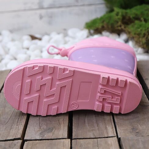 Waterproof Rain Boots for Toddler and Kids - Boys Girls Rubber Rain Boots with Easy on Handles for Outdoor Playing in Saudi Arabia