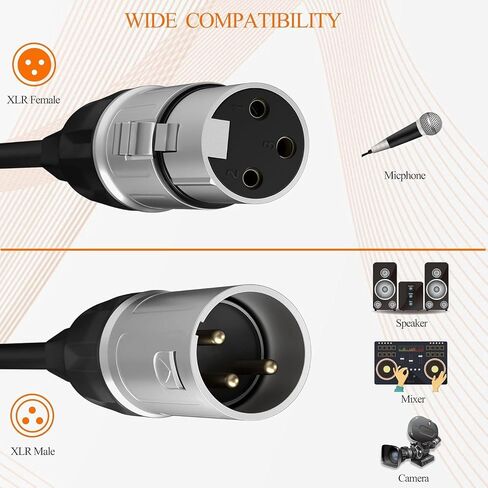 tisino XLR Cable, Microphone Cable XLR Male to XLR Female Balanced Microphone Cord Compatible with Preamps/Speaker Systems and More - 1.8m/6ft in Saudi Arabia