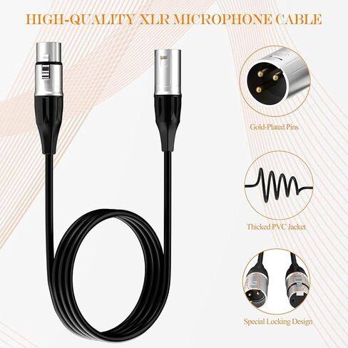 tisino XLR Cable, Microphone Cable XLR Male to XLR Female Balanced Microphone Cord Compatible with Preamps/Speaker Systems and More - 1.8m/6ft in Saudi Arabia