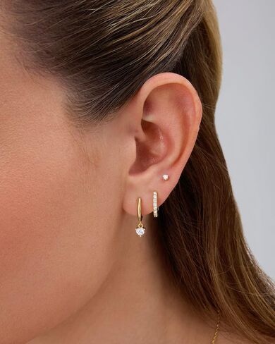 Pavoi 18K Gold Placed Silver Silver Posts ثلاثة أزواج بيان أقراط للنساء - حزمة قرطات الزركونيا الذهب المكعب - مجموعة مجوهرات الأذن الأمامية in Kuwait