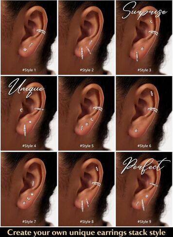 7 Pairs Gold Earrings Set for Women Trendy,Hypoallergenic Surgical Steel Flat Back Cartilage Earring Sets for Multiple Piercing,Lightweight Small Silver Gold Ear Cuff Huggie Hoop Stud Earrings Stacks in Saudi Arabia