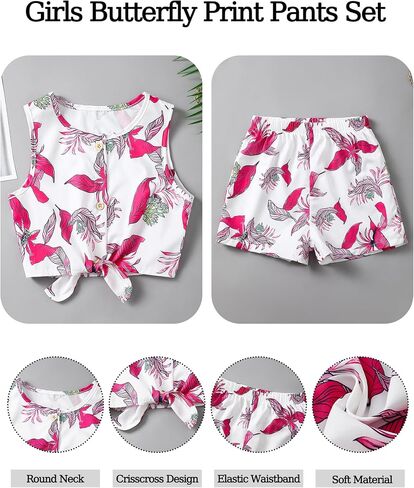 Girls Summer Outfits Cute Clothes for Kids Hawaiian Beach Sleeveless Floral Crop Top Shorts Tween Girl Clothing Set in Saudi Arabia