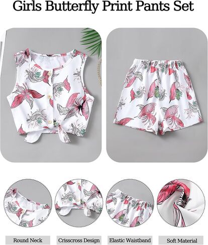 Girls Summer Outfits Cute Clothes for Kids Hawaiian Beach Sleeveless Floral Crop Top Shorts Tween Girl Clothing Set in Saudi Arabia