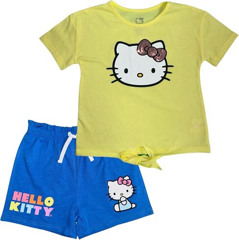 Hello Kitty Girls 2-Piece Tie Front T-Shirt and Dolphin Short Set in Saudi Arabia