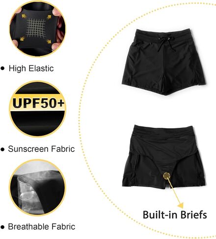 Tournesol Women's Swim Shorts High Waisted Bathing Suits Bottoms Swimsuit Tankini Boy Shorts V Slits Swimwear Board Shorts in Saudi Arabia