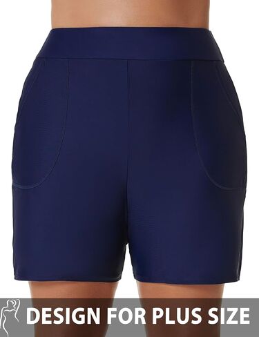 Tournesol Women's Plus Sweat Swims Shorts High Pherced Suping Suit Swimsuit Swansini Shorts Black in Kuwait