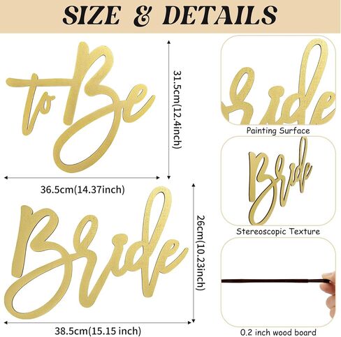 Wooden Bride to Be Sign with Gold Painted for Bachelorette Bridal Party Banner Bridal Shower Bride to Be Decorations（Gold） in Saudi Arabia