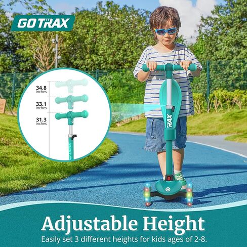 سكوتر Gotrax KS3 للأطفال، عجلات مضاءة LED، مقود ارتفاع قابل للتعديل ومقعد قابل للإزالة، سطح قابل للتوسيع ومضاد للانزلاق، سكوتر ثلاثي العجلات للأطفال من سن 2 إلى 8 سنوات وما يصل إلى 100 رطل in Kuwait