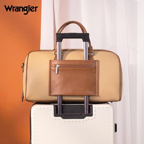 Wrangler Travel Duffel Bag Large Weekender Bag for Women Designer Carry on Overnight Bag for Trips Leather Luggage Bag Brown in Kuwait