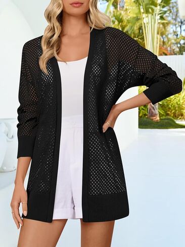Merokeety Women's 2025 Peach Swim Cover Up Summer Evensize kimono خفيفة الوزن الكروشيه سترة كاروشيت طويلة الأكمام in Kuwait