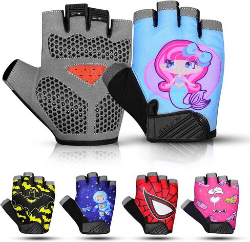 Half Finger Kids Cycling Gloves| Non-Slip, Padded, Antislip, Fingerless Kids Bike Gloves for Boys and Girls | Ideal for BMX, MTB, Gymnastics in Kuwait