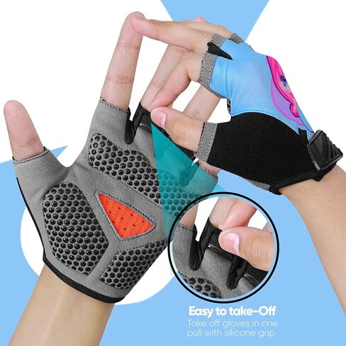 Half Finger Kids Cycling Gloves| Non-Slip, Padded, Antislip, Fingerless Kids Bike Gloves for Boys and Girls | Ideal for BMX, MTB, Gymnastics in Kuwait