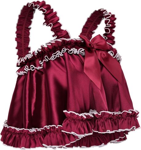 Satini Lingerie Satin Sissy Rolled Hem Edge Frilly Cami Top in Saudi Arabia