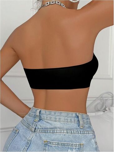 MakeMeChic Women's Front Closure Strapless Wireless Bralette Bandeau Bra Push Up Bras in Kuwait