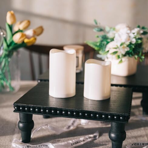 GENMOUS 3 Pcs Wooden Display Riser, Cupcake Dessert Display Riser, Black Rustic Large Tiered Tray Decor, Countertop Centerpiece, Farmhouse Coffee Bar Serving Stand, Plant Display Stand for Home Decor in Kuwait