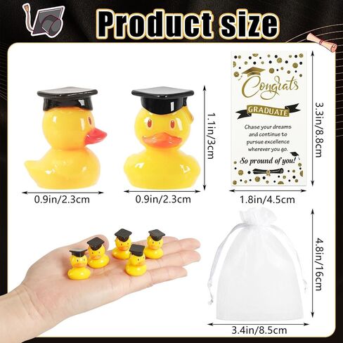 20 Pcs Grad Resin Duck with Cards Organza Bags Mini Grad Ducky Favor Graduation Ducks Gifts with Graduation Cap and Certificate Pool Bath (20 Sets) in Kuwait