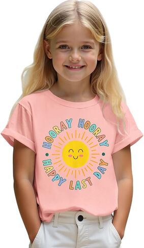 آخر يوم من قميص المدرسة Kids Girls Sunshine End of School T-Shirt الطلاب هدايا التخرج الصيفية قمم Tee Tops in Kuwait