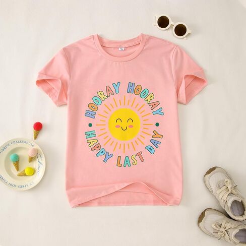 آخر يوم من قميص المدرسة Kids Girls Sunshine End of School T-Shirt الطلاب هدايا التخرج الصيفية قمم Tee Tops in Kuwait