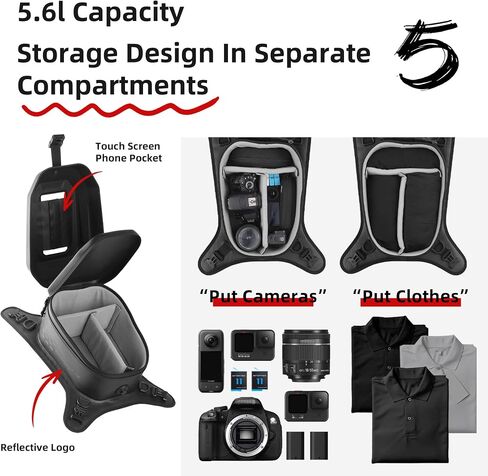 Rhinowalk Motorcycle Tank Bag Waterproof Hard Shell Motorbike Tank Bag with Touch Screen Phone Pocket, Detachable Top Cover, 5.6L Backpack Motor Cycle Accessories in Kuwait