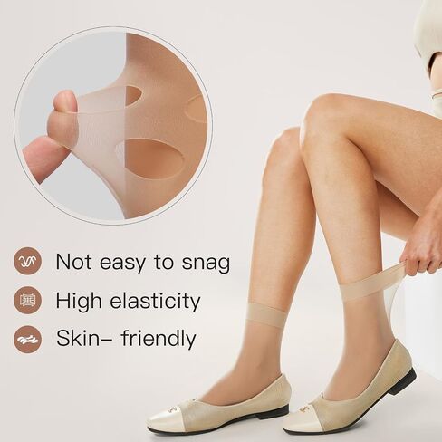 Yilanmy 12 Pairs Sheer Socks Ankle High Run Resistant 20D Thin Nylon Socks for Women in Kuwait