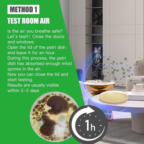 طقم اختبار القالب للمنزل ضمن 6 اختبارات فردية، كاشف DIY في المنزل، قالب السطح، التدفئة والتهوية وتكييف الهواء، مجموعات اختبار جودة الهواء الداخلي، اختبار القالب الأسود، يتضمن دليلًا تفصيليًا لتحديد القالب ومختبرًا مجانيًا in Kuwait