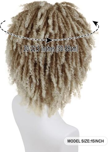 GNIMEGIL Mens Dreadlock Wig Ombre Blonde Curly Male Fake Dreads Hair Loc Short Braided Wig with Bangs Realistic Twist Rasta Wigs Halloween Costume Rocker Cosplay in Saudi Arabia