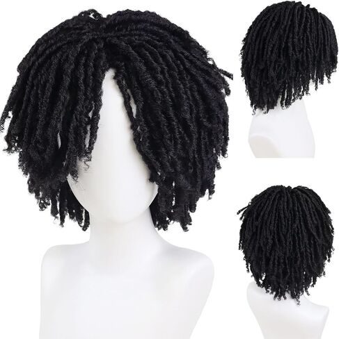 GNIMEGIL Mens Dreadlock Wig Ombre Blonde Curly Male Fake Dreads Hair Loc Short Braided Wig with Bangs Realistic Twist Rasta Wigs Halloween Costume Rocker Cosplay in Saudi Arabia