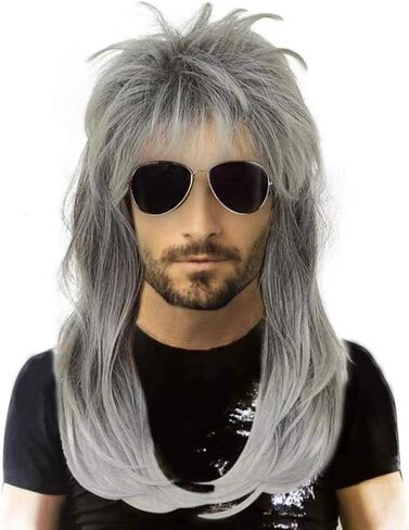 50s 60s Rock Singer Wig for Men Cosplay Funny Black Wigs for Costume Halloween Disco Party (4pcs Set) in Saudi Arabia