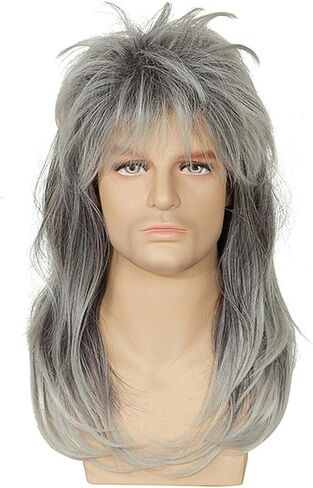 50s 60s Rock Singer Wig for Men Cosplay Funny Black Wigs for Costume Halloween Disco Party (4pcs Set) in Saudi Arabia