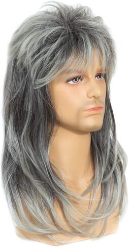 50s 60s Rock Singer Wig for Men Cosplay Funny Black Wigs for Costume Halloween Disco Party (4pcs Set) in Saudi Arabia
