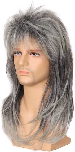 50s 60s Rock Singer Wig for Men Cosplay Funny Black Wigs for Costume Halloween Disco Party (4pcs Set) in Saudi Arabia