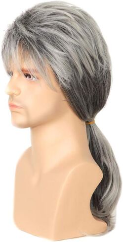 50s 60s Rock Singer Wig for Men Cosplay Funny Black Wigs for Costume Halloween Disco Party (4pcs Set) in Saudi Arabia